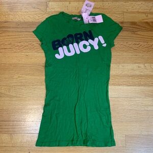 Juicy Couture Pam Gela Born Juicy Fitted Crew Neck T-Shirt Green Women's Petite